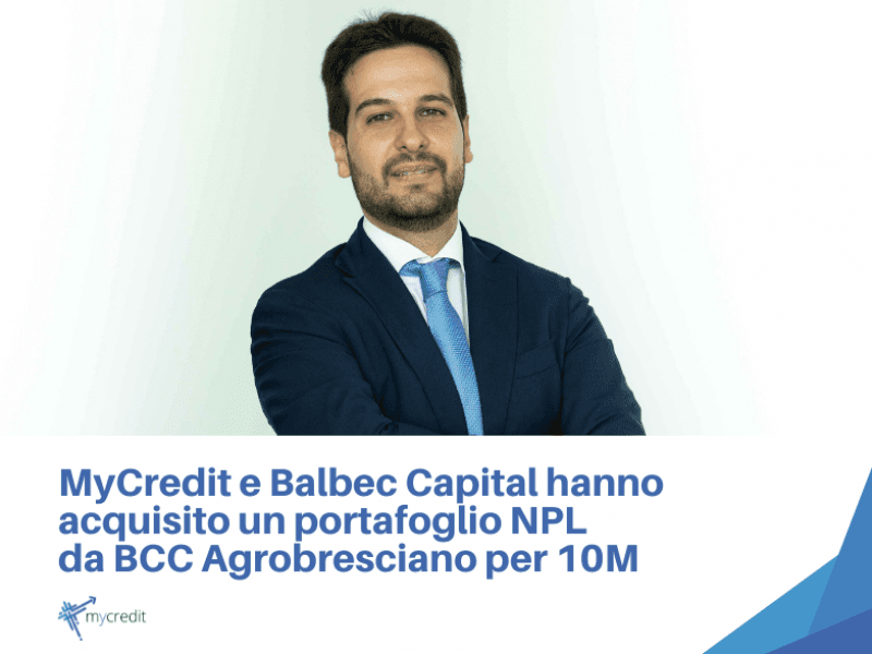 MyCredit together with Balbec Capital has acquired an NPL credit portfolio from BCC Agrobresciano